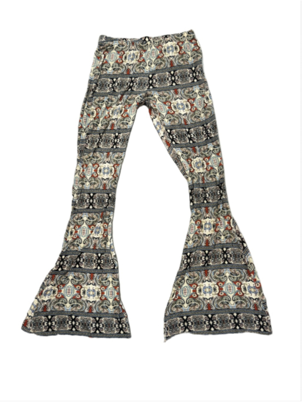 70's Inspired Raw Hem Mid Rise Flare Leggings